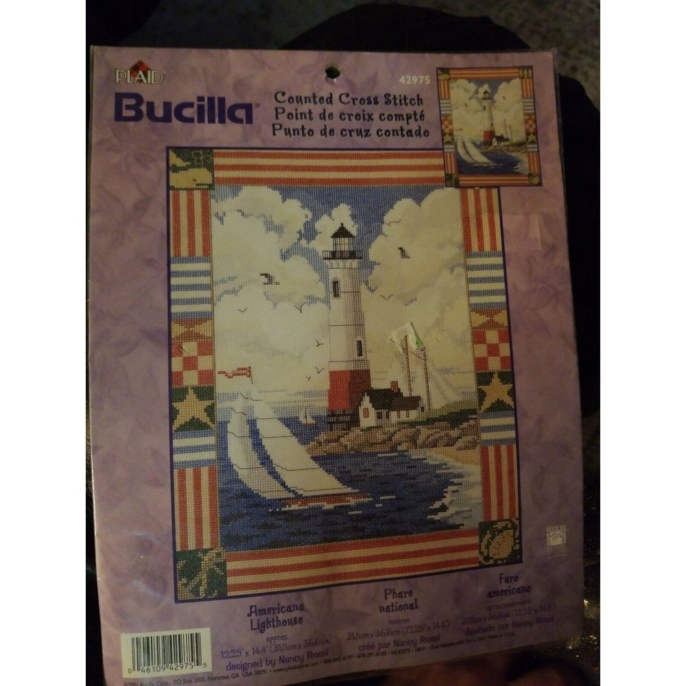 Bucilla Americana Lighthouse Counted Cross Stitch Kit 42975 12.25” X 14.4”